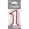 Party Central Pack of 6 White and Red Numeral "1" Decorative Birthday Party Candles